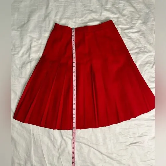 Vintage Talbots 80's Long Wool Pleated Skirt All Seasons - True Red | Size 10 - Picture 8 of 11